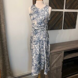 CHARLIE B Blue and White Floral Midi Dress